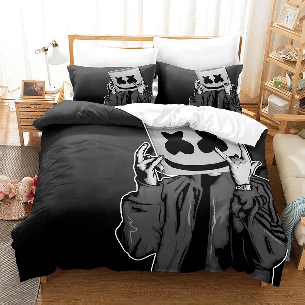 Bettdecke Dj Marshmello Bettwäsche Set Einzelbett Twin Full Queen King Size Hip Hop Bett Set Aldult Kinder Schlafzimmer Bettdecken Sets 3D Druck 035