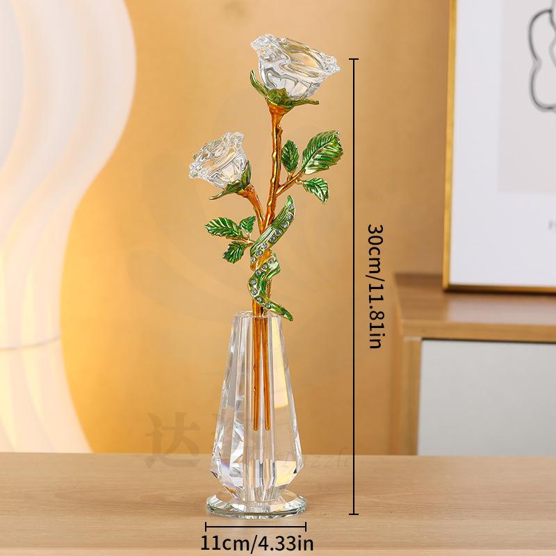 

Crystal glass rose ornament vase living room decoration