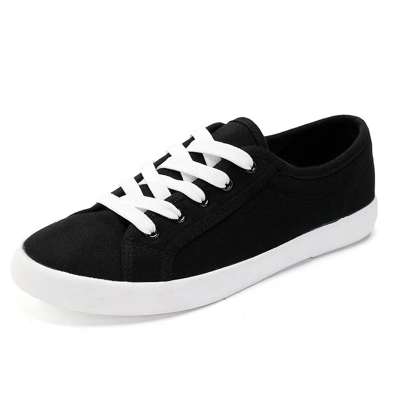Unisex Białe płócienne buty Casual Letnie wulkanizowane buty Sznurowane Studentki Buty materiałowe Damskie płaskie trampki Damskie buty do deskorolki