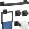 Bathroom Hardware Accessories Towel Racks Wall-Mounted Matte Black Towel Bar 16.5 Inches