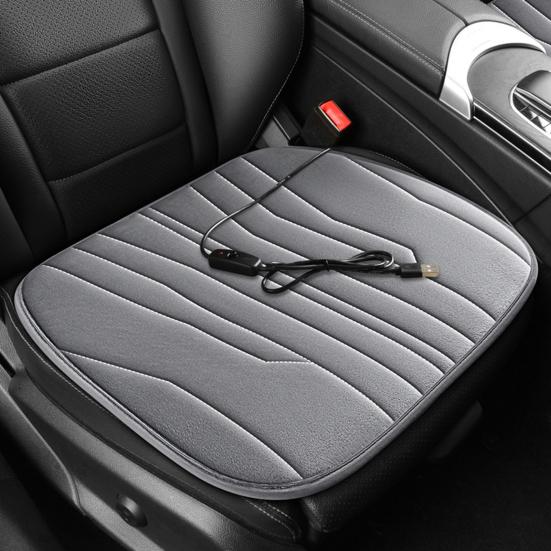 12V Heated Car Seat Cushion 17.72"x17.72" Thick Memory Foam Seat Protector Pad Anti-Slip Bottom Car Seat Pad for Car Office Home Use