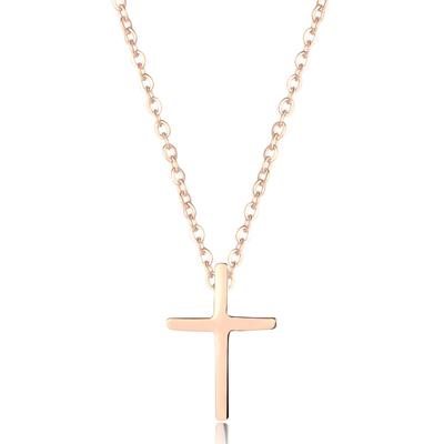 Necklace for Pink 18K Gold Cross Cross Popular Gift Women, Simple, Gold, Necklace, Pendant, Brand, Unisex,