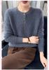 Lekasha 100% Cashmere Mink Velvet Seven-Button Cable Knit Sweater
