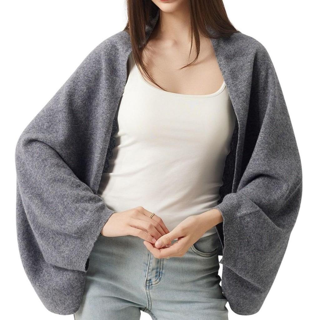Women's Cozy Wool Shawl - Solid Color Knit for Autumn & Winter