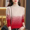 Women's Crew Neck Sweater Autumn and Winter Gradient Knit Pullover Loose Thick Knit Top