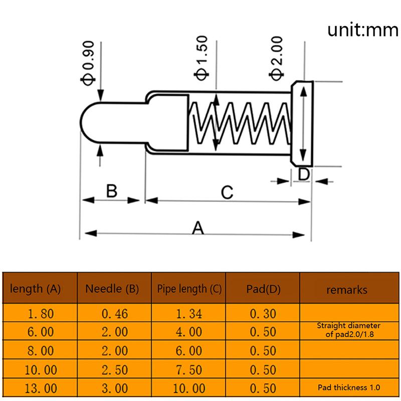 High Quality 10Pcs Pogo Pin Connector Pogopin Battery Spring Loaded Contact SMD Needle PCB 1.8 6 8 10 13 MM Test Prob