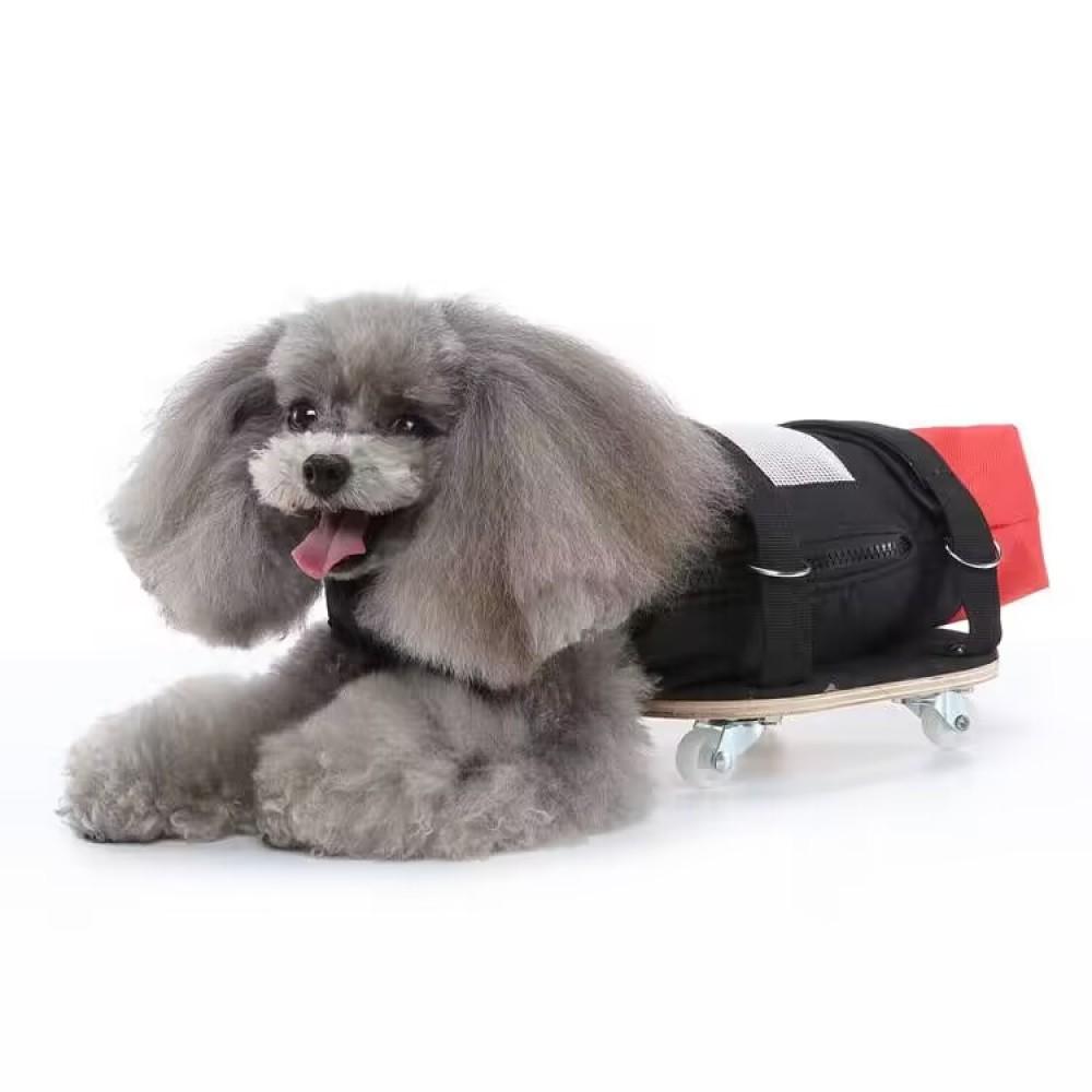 Pet Dog Tow Strap – Scooter Dog Lower Body Towing Bag, Walking Aid For Disabled Dogs With Limb Problems (S/M/L, Red/Blue, With Skateboard)