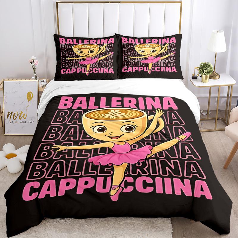 3pcs Ballerina Cappuccino Home Decor Bedding Set-Perfect for Bedroom, Guest Room, Living Room, Hotels | Festive Gift Idea for Fans, Traveler