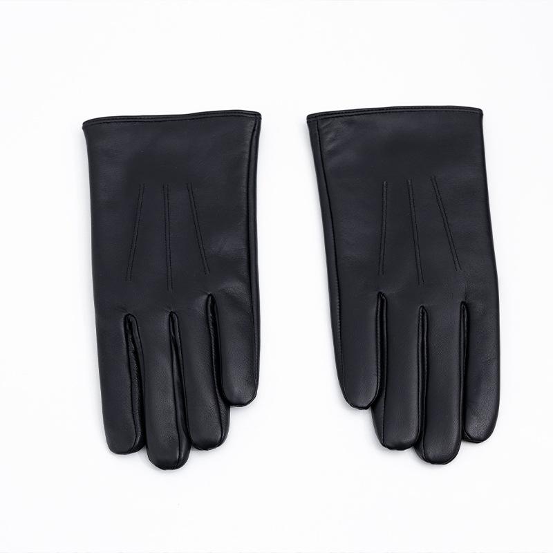 Men's Simple Sheepskin Gloves Thick and Warm Winter Cycling Genuine Leather Gloves  Fashion Clothing Gloves