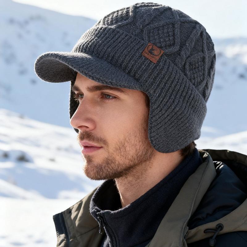 Unisex Winter Hat Plush Fur Lined Warm Earflap Cap Stylish Soft Beanie Hat Outdoor Thick Ski Sports Knitted Hat