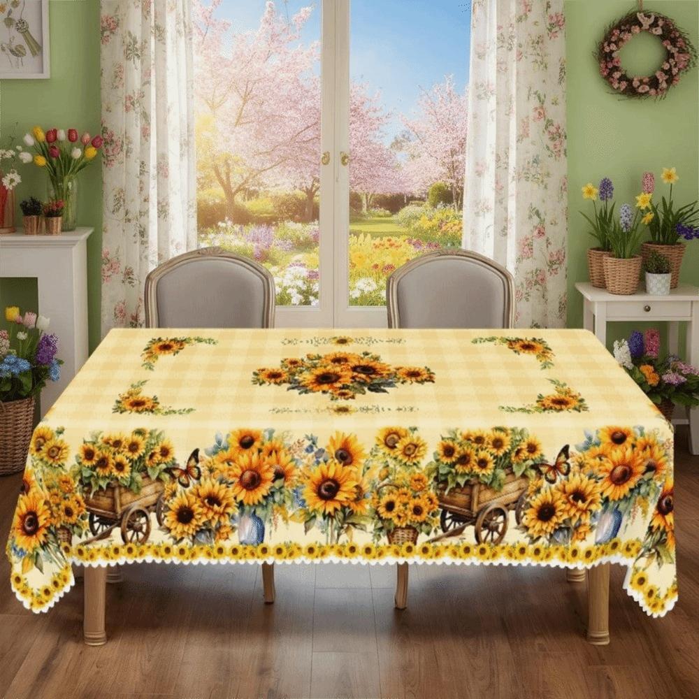 Sweet Sweet Floral Tablecloth Embossed Edge Waterproof Desk Decoration Cloth Anti-fouling Rabbit Butterfly Table Mat Dining Room