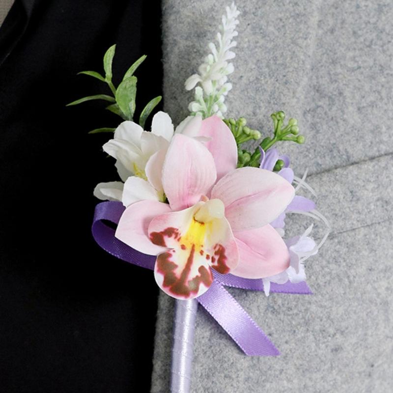 Artificial Silk Flower With Pin Clip Realistic Flower Decoration Set For Elegant Wedding Corsage And Wrist Flower