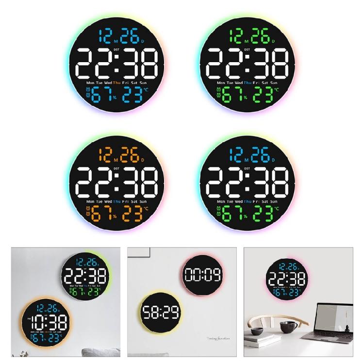 10Inch Digital Wall Clock Remote Controlled 2 Alarms Large LED Display 10 Brightness For Home Office Bedroom Decoration