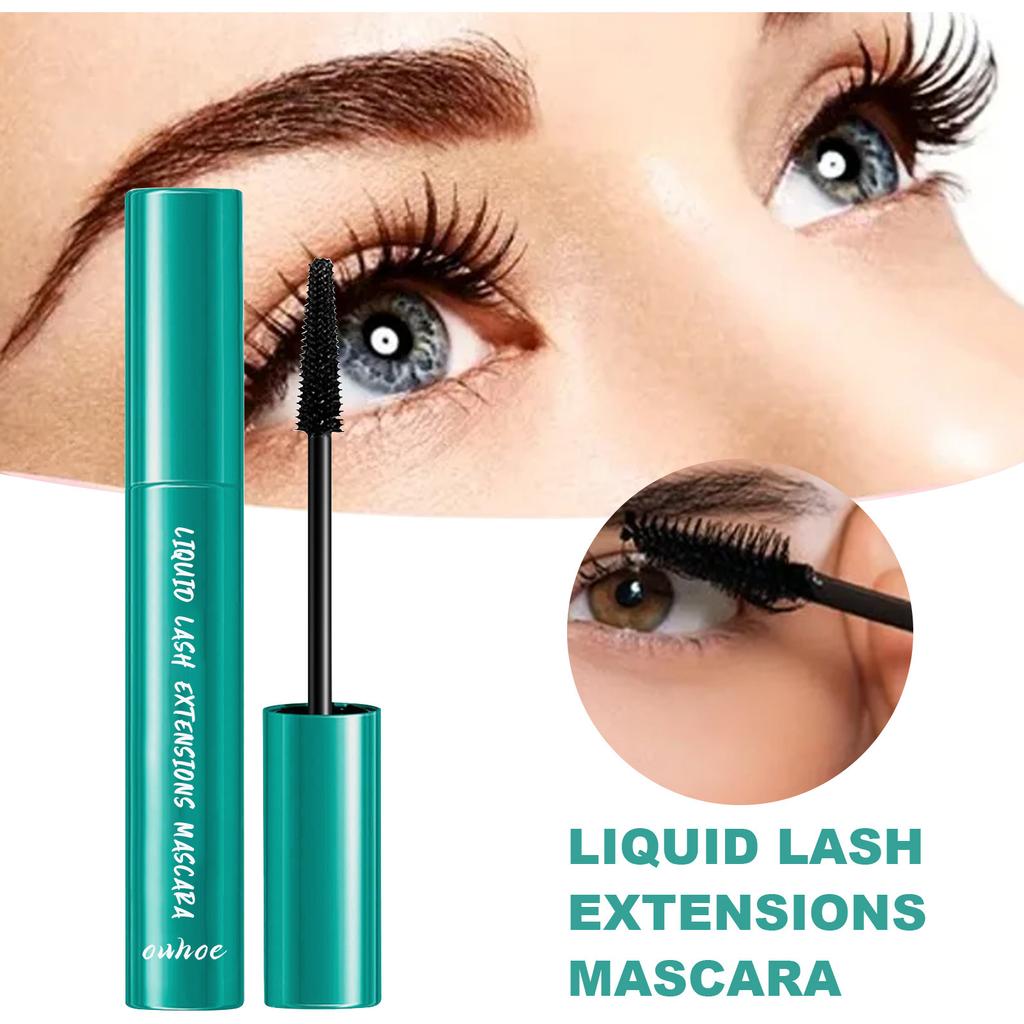 OUHOE Thrive Flüssig-Mascara, wasserfest, wischfest, natürlich, nicht klumpend, volumenverleihend, verlängernd, langanhaltend (Dickes Schwarz)