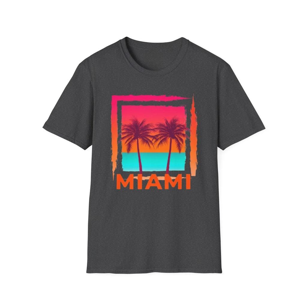 Vintage Miami Florida Sunset Shirt Men's and Women's Summer T-shirt Beachwear Vacation Shirt Gift Fashionable Men's Clothing