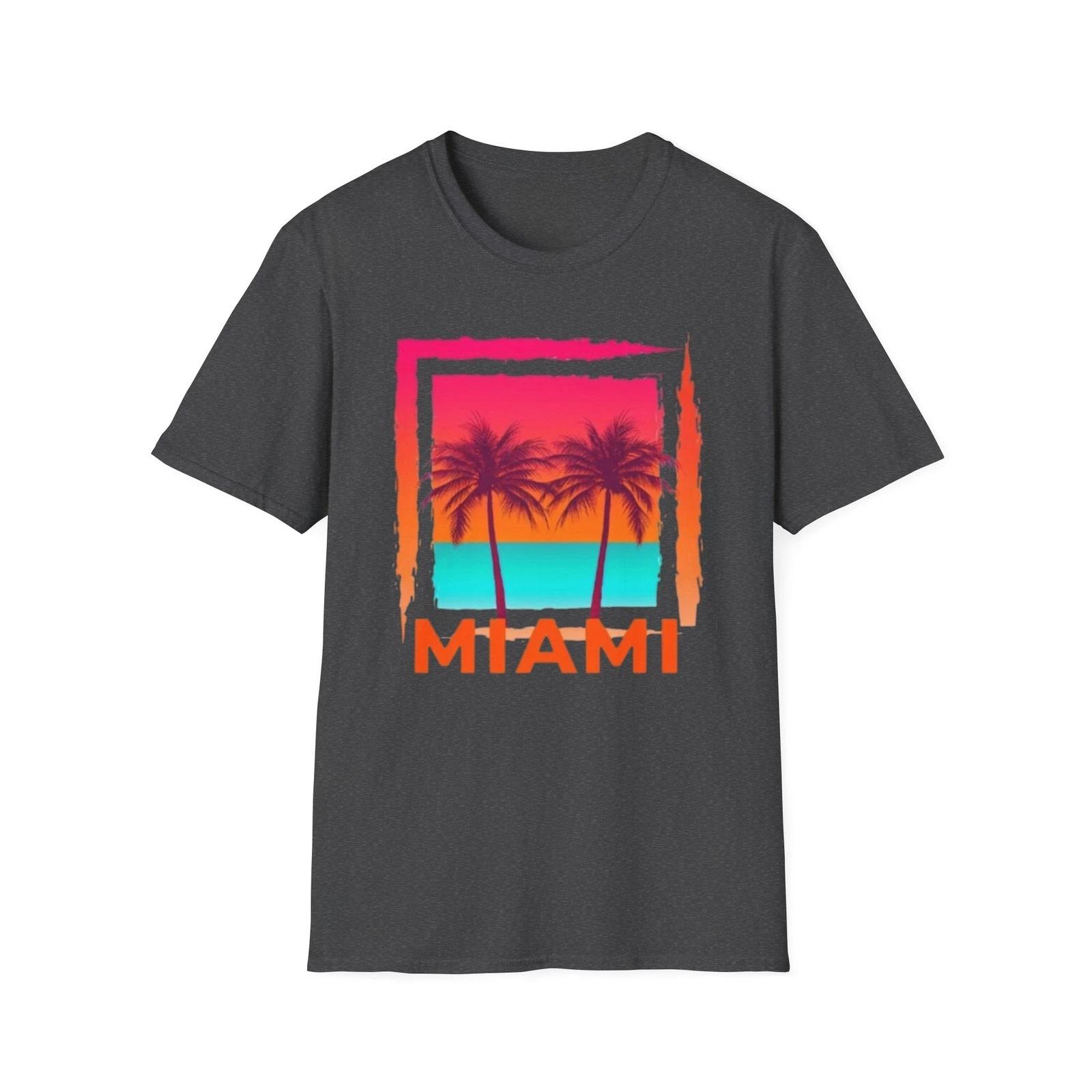 

Vintage Miami Florida Sunset Shirt Men s and Women s Summer T-shirt Beachwear Vacation Shirt Gift Fashionable Men s Clothing 4XL