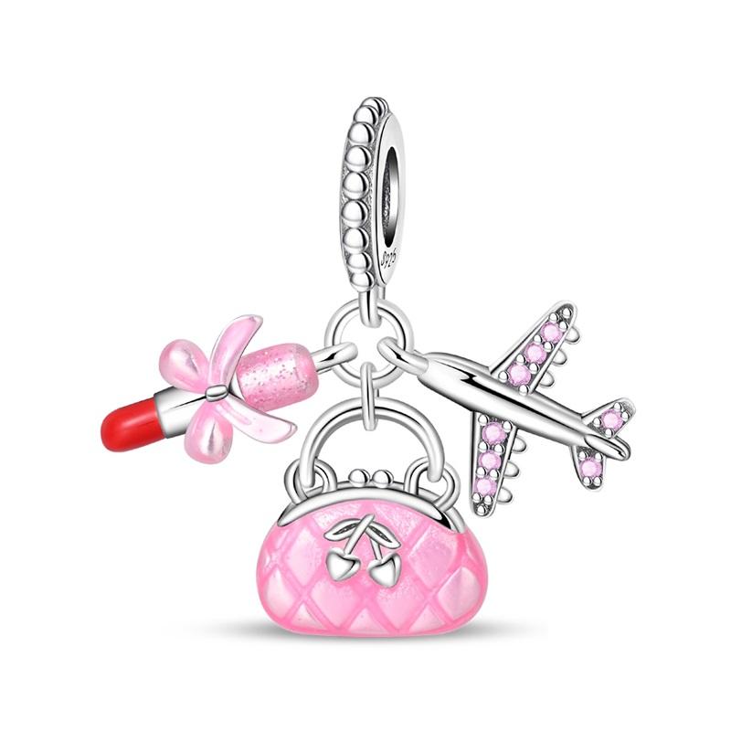 Romantisches Thema Echte Kupfer Lippenstift Schuhe Tasche Anhänger Rucksack Perlen Anhänger Passend für Damen Armband Halskette DIY Feiner Feiner Schmuck Geschenkartikel