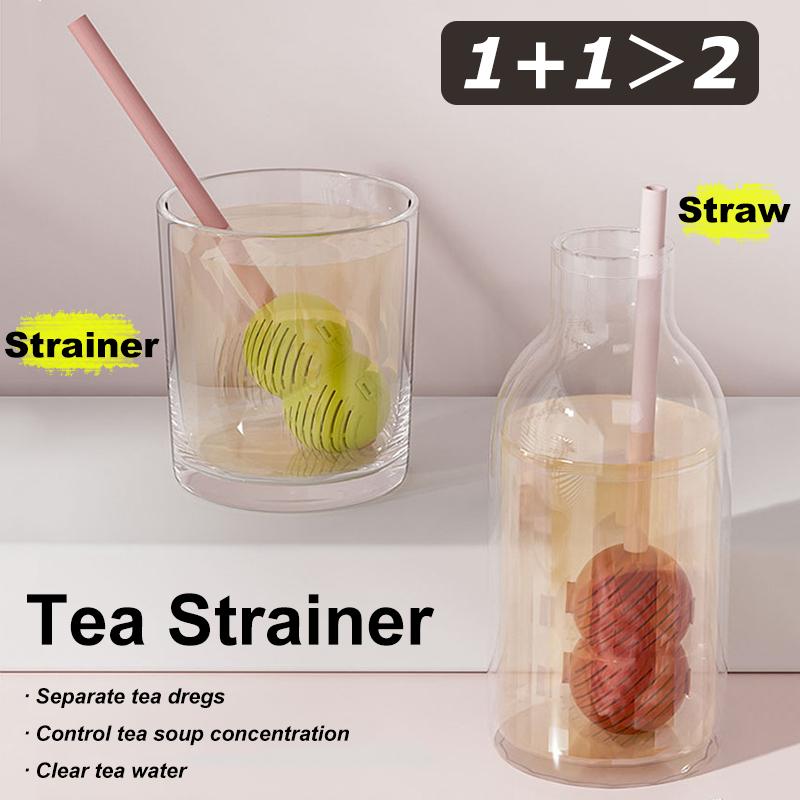 Tea Strainer 2 In 1 Silicone Drinking Straw Tea Steeper Mate Tea Filter Removable Portable Washable Reusable Coffee Tea Tool