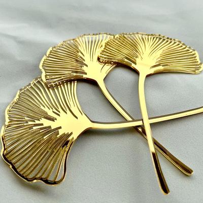 1 Stück Goldfarbenes Ginkgoblattförmiges Kuchen Geburtstagsdekorations-Plugin Partyzubehör