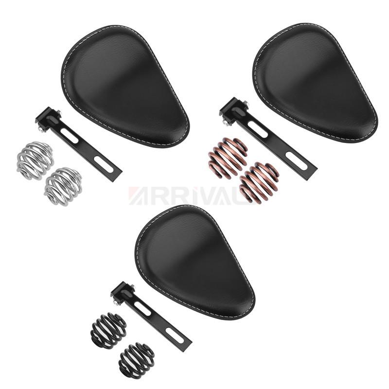 Motorrad Leder Sattel Sitz Retro Schwarzes Leder Einzelsitz für Harley Custom Chopper Bobber Honda Yamaha Kawasaki Suzuki