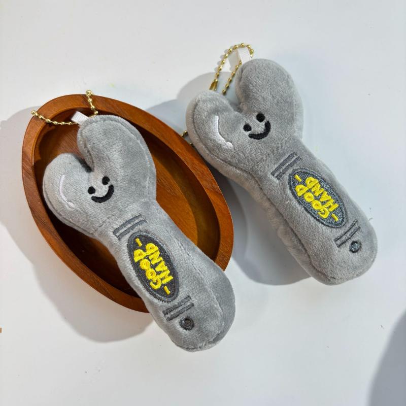 Wrench Plush Toy Keychain Cartoon Tool Soft Stuffed Doll Pendant Car Key Ring Backpack Bag Decor Kid Gift