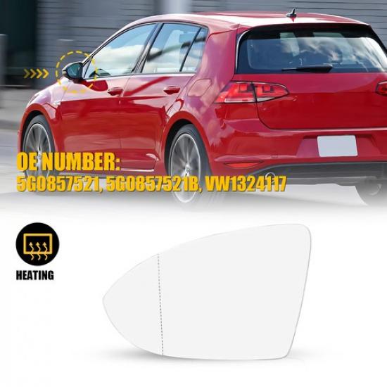 Mirror Glass Heated Replacement Left LH For Volkswagen Golf GTI 15-21 VW1324117
