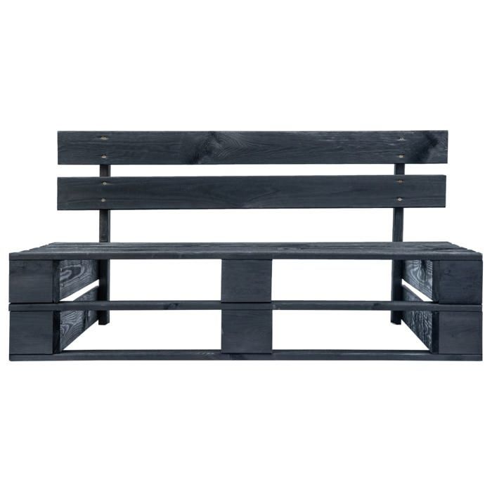Banc palette - vidaXL - 45762 - Bois Noir - 110x65x55 cm - 2 personnes
