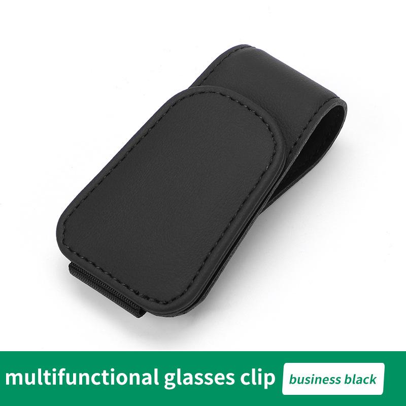 Leather Car Sun Visor Sunglasses & Card Holder with Coin Clip