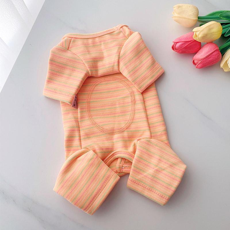 Fall Winter Pet Dog Belly-hugging Jumpsuit Striped Four-legged Warm Base Layer Sterilized Clothes For Teddy Bichon Yorkie Puppy