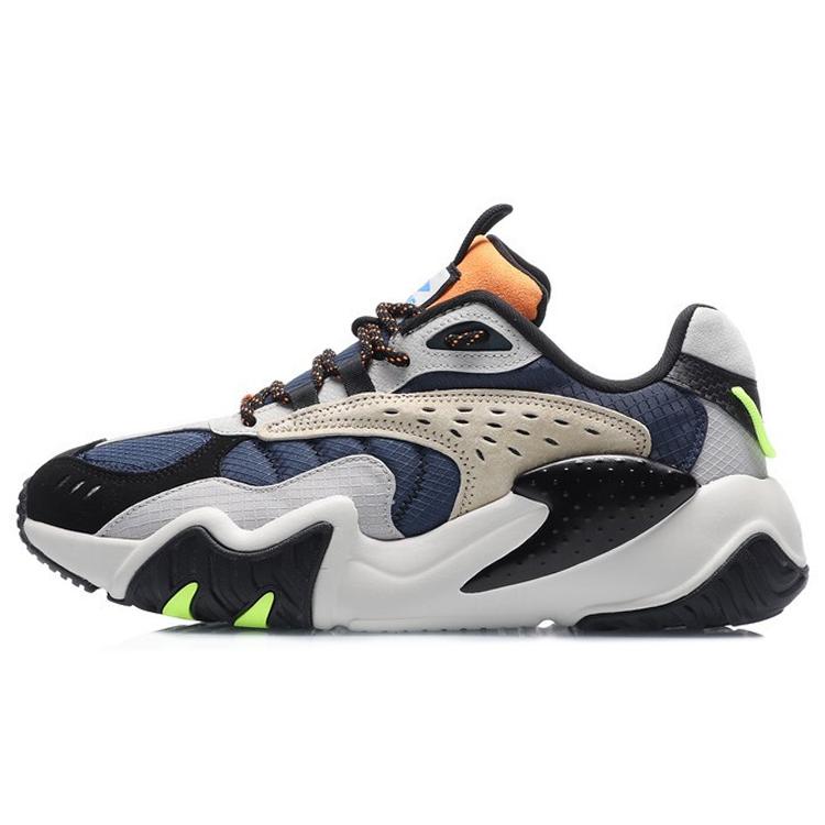 Li Ning Cat Paw Lite Comfortable Cushioning Slip Resistant Abrasion Resistant Low top Running Shoes Men's Blue Black AGLQ107-3