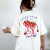 Sweet Cherry Cocktail Fruit Party Printed Shirt Vintage Glissea Graphic Tops Womens Round Neck Blouse Tee Short Sleeve TShirt