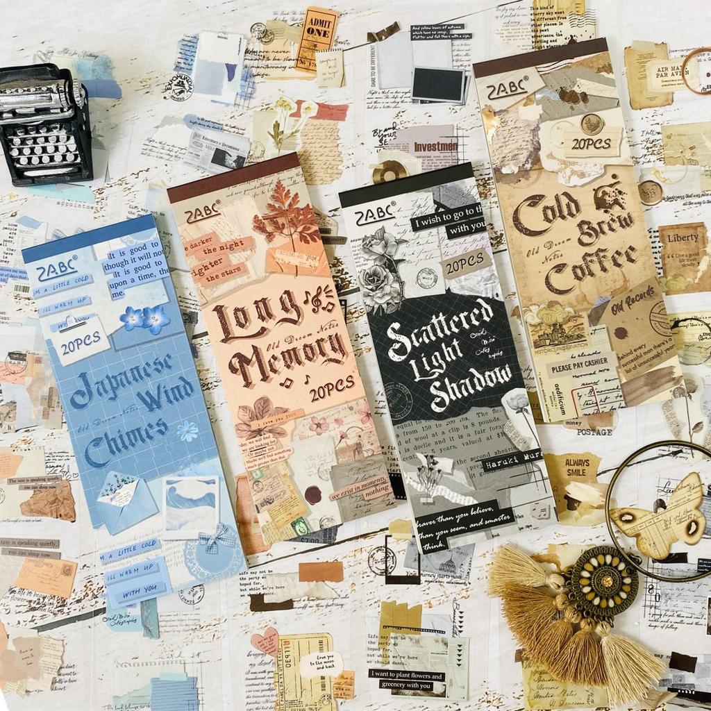 20sheets PET Journaling Sticker Set for Scrapbooking DIY Collage Junk Journals Decorate Photo Albums Diaries Sticker