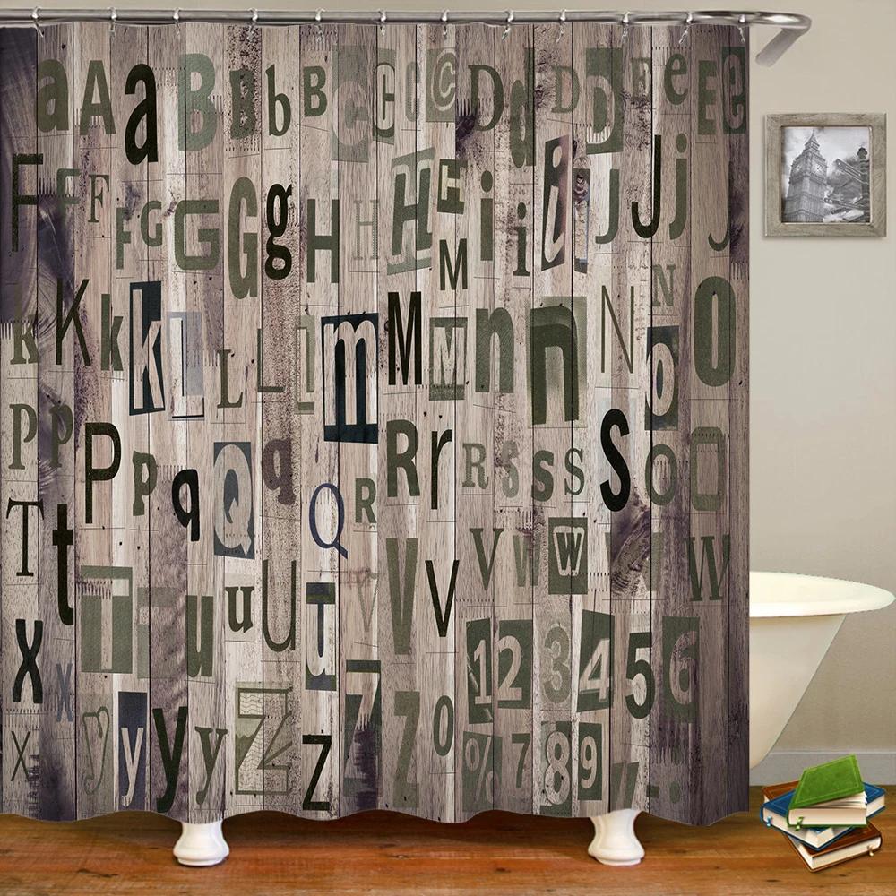 Custom Old Wood Shower Curtain Waterproof Bathroom Polyester Fabric Retro British style Bath Curtains Decor With Hook
