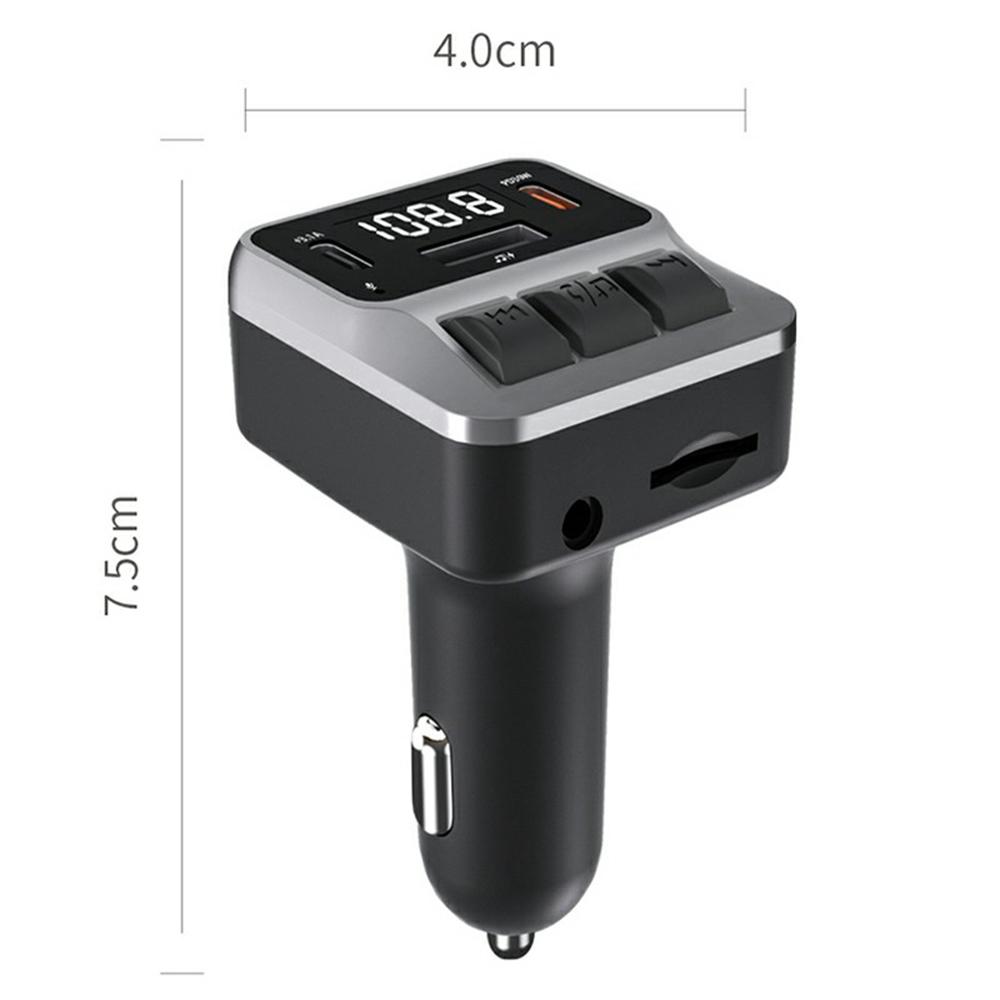C65 Car Bluetooth-compatible FM Transmitter with Dual Type-C Port PD 30W Fast Charging Adapter