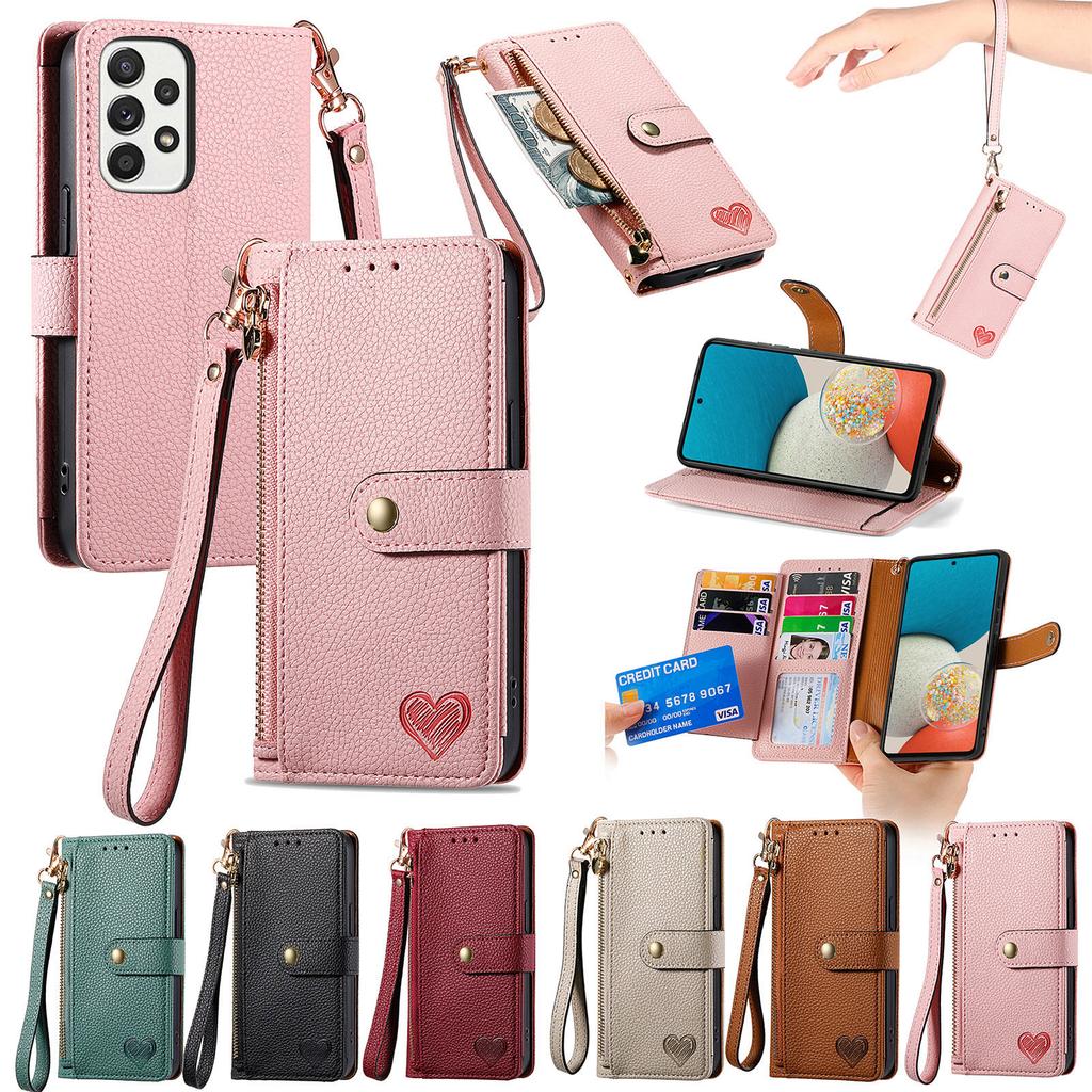 Leather Zipper Wallet Card Holder Case For Samsung Galaxy S23 Ultra S22 Plus S21 A23 A14 A34 A54 A53 A24 A73 A52 A53 Purse Cover