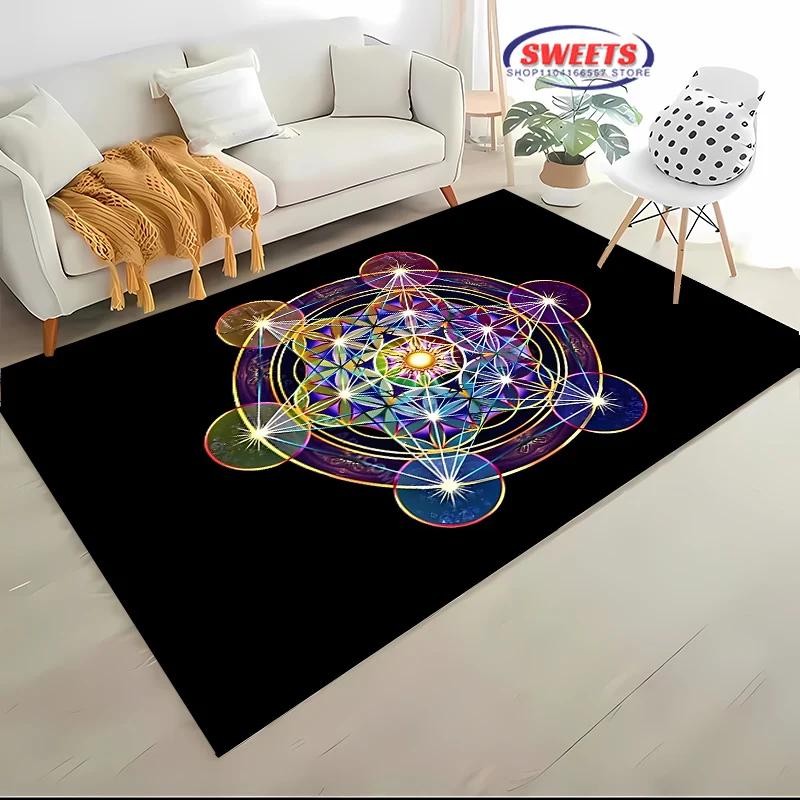Neue Produkte schnell versandt! 3D Heiliger Metatron-Würfel Muster Teppich Wohnzimmer Teppich Schlafzimmer Sofamat Kinder Rutschfeste Bodenmatte