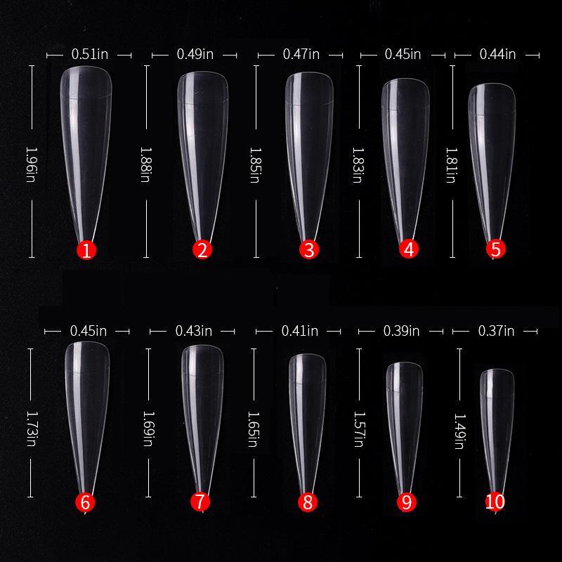 500pcs Long Coffin Stiletto Fake Nails ABS New Design Ballerina Nail Art Tips Clear/Natural Fake Nails Tips