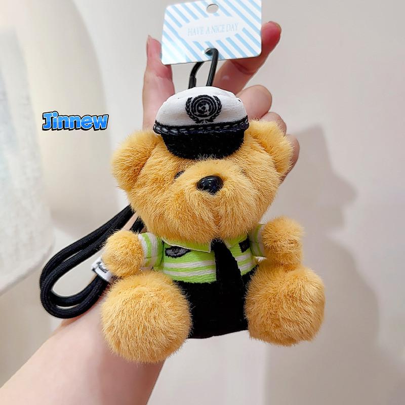 Police Firefighters Traffic Police Teddy Bears Plush Keychains Decorative Dolls