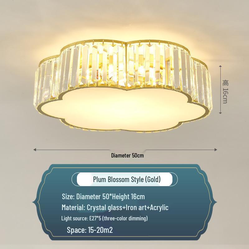 Modern Minimalist Round LED Crystal Ceiling Light for Bedroom, Living Room, Dining Room, and Study