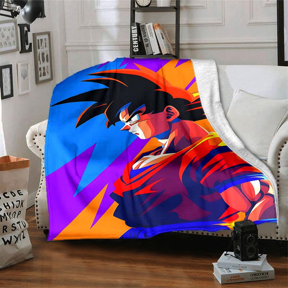 1pc Dragon Ball Z Flannel Blanket [Cozy Throw Blanket] For Sofa, Bed, Travel, Camping, Livingroom, Office, Couch, Chair, And Bed