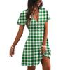 Women’s Short Sleeve V Neck Plaid Print Casual Wrap Dress Lightweight Comfortable Fit Summer Dress