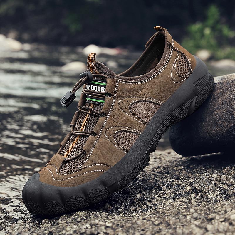 Handmade Genuine Leather Non-Slip Men Casual Shoes Leisure Walk Sneakers Comfort Design Man Hiking Shoe Lace-Up Driving Footwear