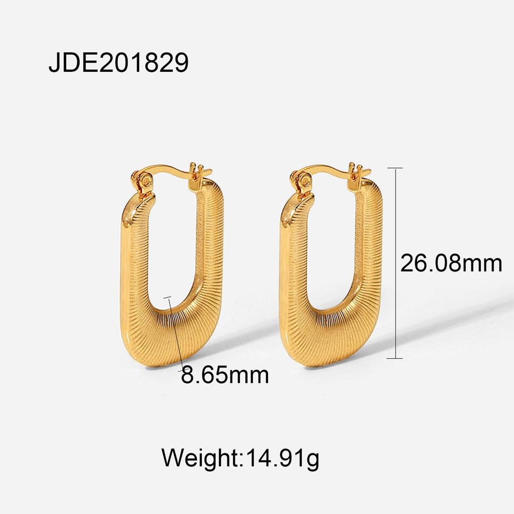 18K Gold U-Shaped Titanium Steel Earrings for Women - Inspired by European and American Internet Celebrity Bloggers