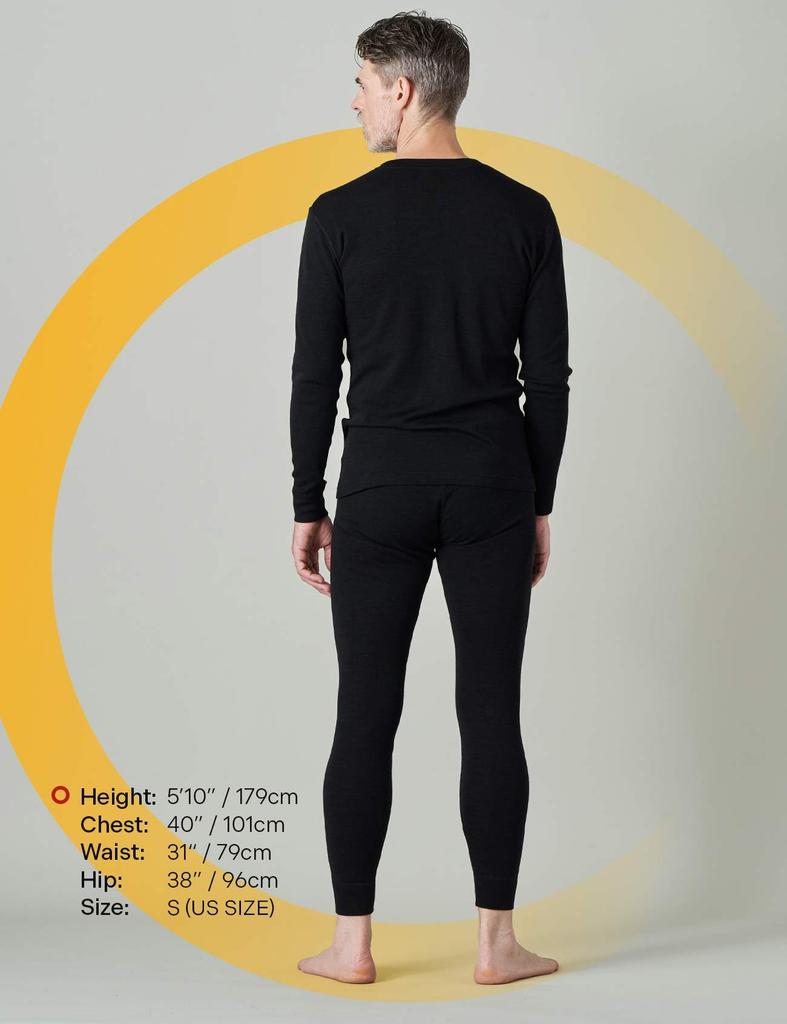 Merino Wool Warm Underwear Black Top and Bottom (Lapasa) Men's (3. (Thin Set), M)