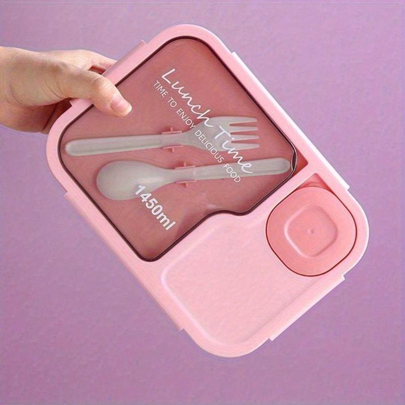 1450ML Portable Bento Box with Utensils Microwave Safe for Lunch Office Picnic Leak-Proof Divider Dip Container Kitchenware