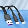 2-in-1 USB C Fast Charging Cable 5A Y Splitter Micro USB Data Cord for Android Phones Tablets Car Travel Use