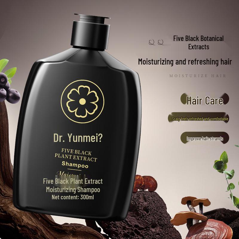 Dr. Yunmei Five Black Plant Extract Shampoo: Moisturizes, Improves Frizz & Protects Hair with Fo-ti-tieng & Black Reishi, 300ml