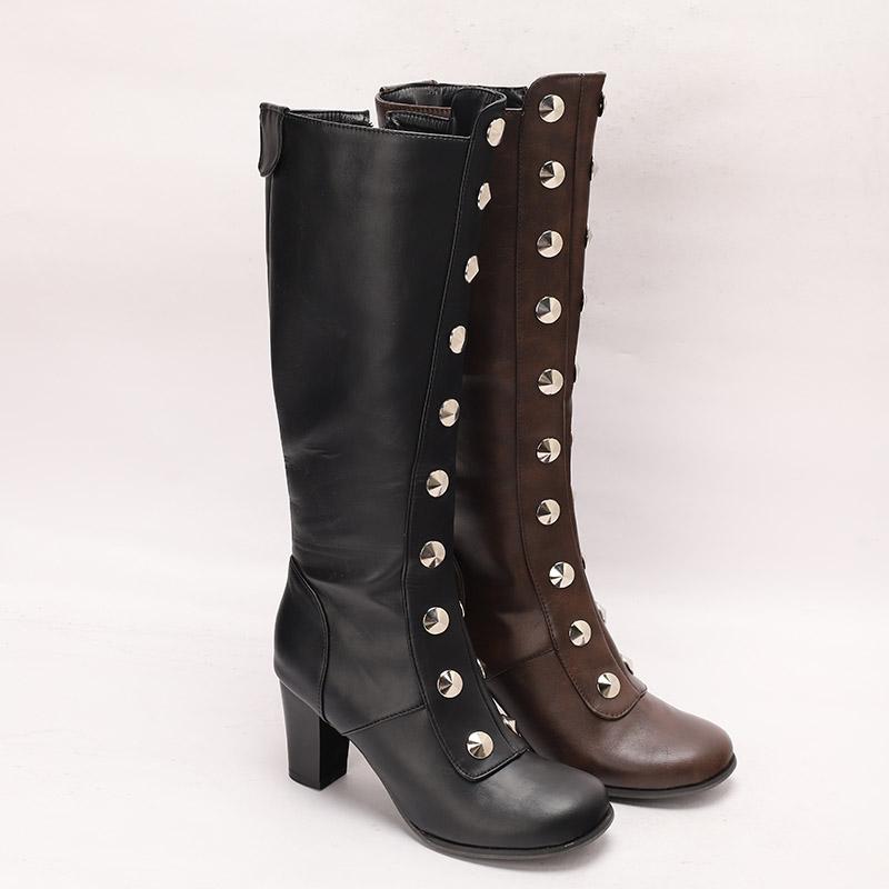 Women's High-heeled Boots, Sexy European and American Style Thick Heel Large Size Solid Color Medium Boots