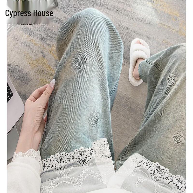 

Women s Retro Washed High-Waist Wide-Leg Jeans S