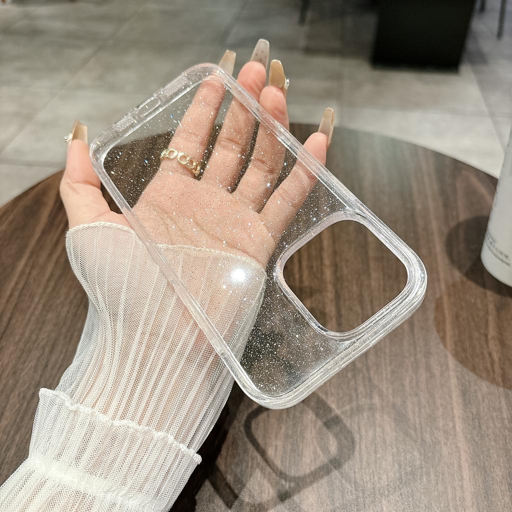 Luxury Shockproof Transparent Glitter Bling Phone Case for iPhone 17 Air 16 15 14 13 12 17 Pro Max Soft Bumper Clear Hard Cover